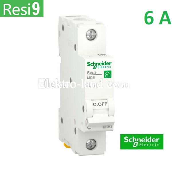Автоматический выключатель 1Р 6А, C, 6кА, Schneider Electric RESI9 (R9F12106)